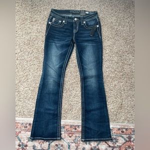 Miss Me Y2K Angel Wings Embellished Bootcut Jeans Bling Rhinestone Low Rise